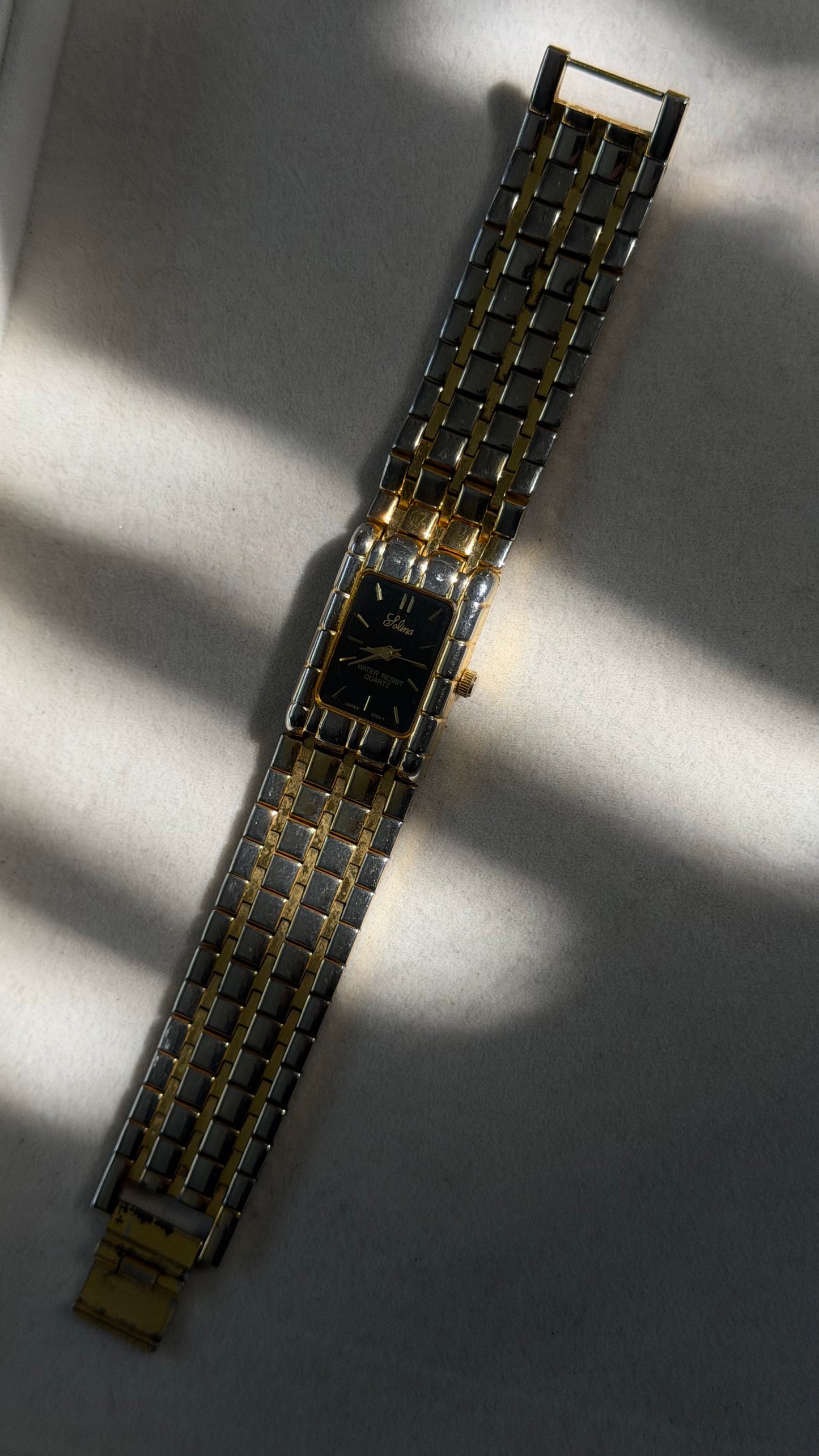 Vintage Solina Two-Tone Black Dial Watch