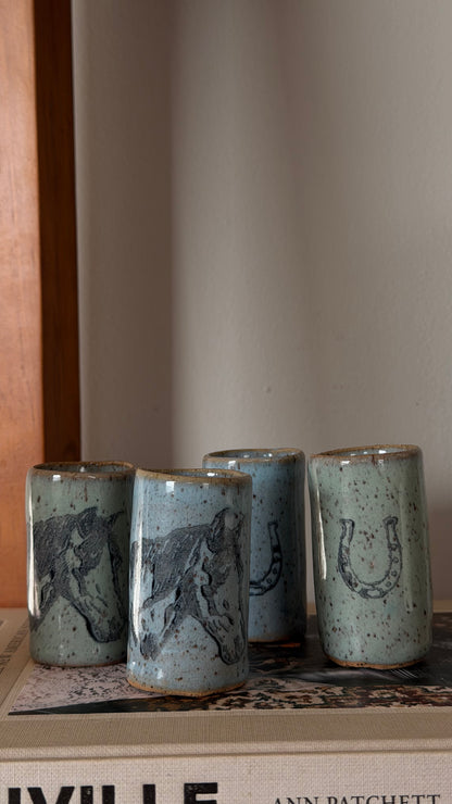 Tiny Stoneware Tumbler - Horseshoe