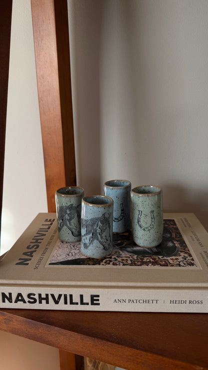 Tiny Stoneware Tumbler - Horseshoe