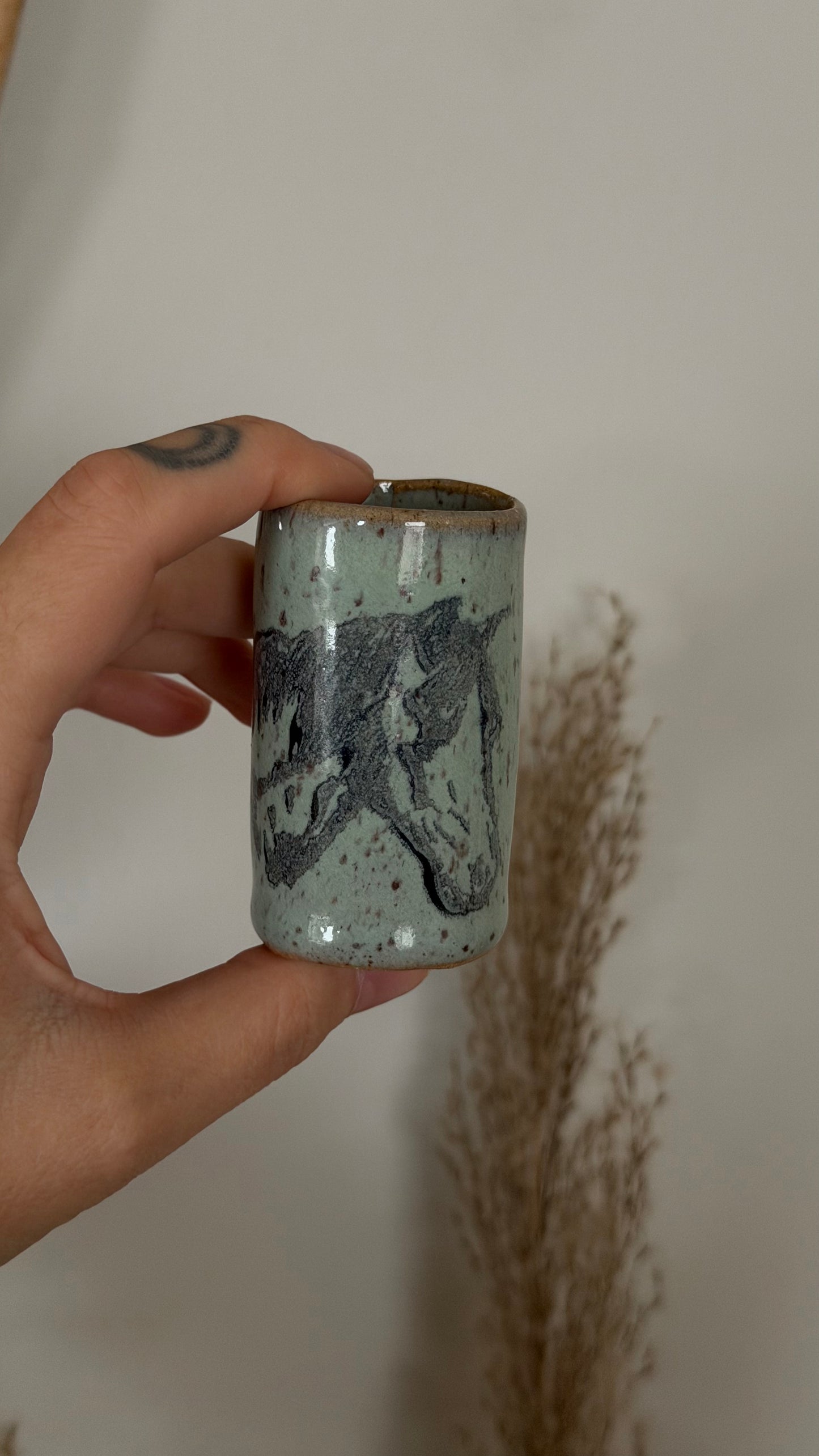 Tiny Stoneware Tumbler - Horse