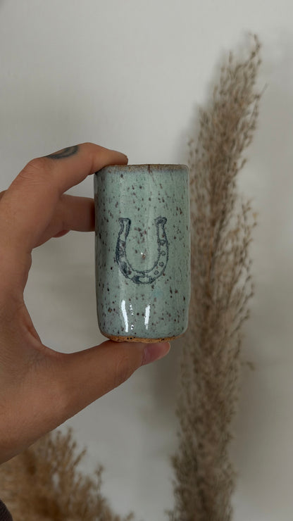 Tiny Stoneware Tumbler - Horseshoe