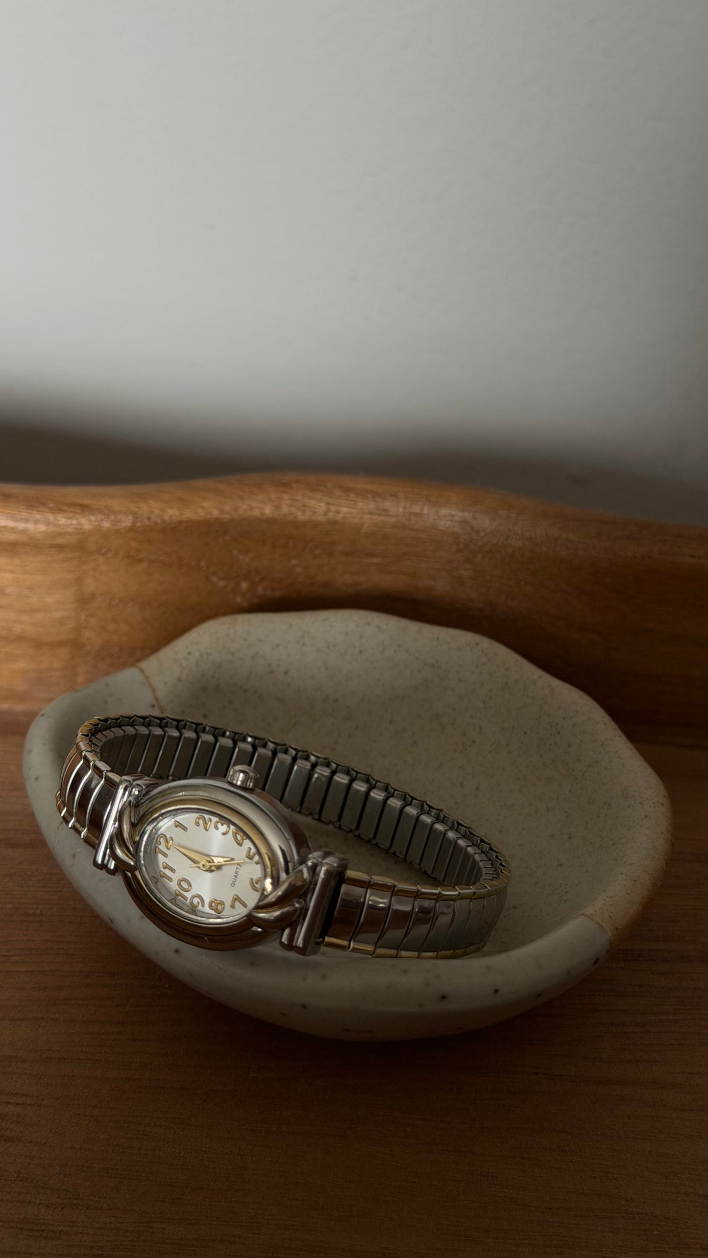 Vintage Sculpted Two-Tone Stretch Watch