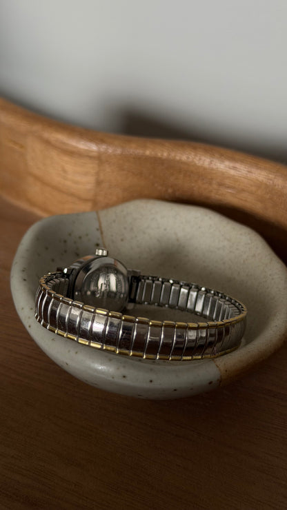 Vintage Sculpted Two-Tone Stretch Watch