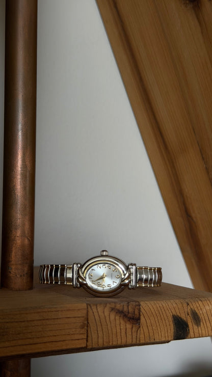 Vintage Sculpted Two-Tone Stretch Watch
