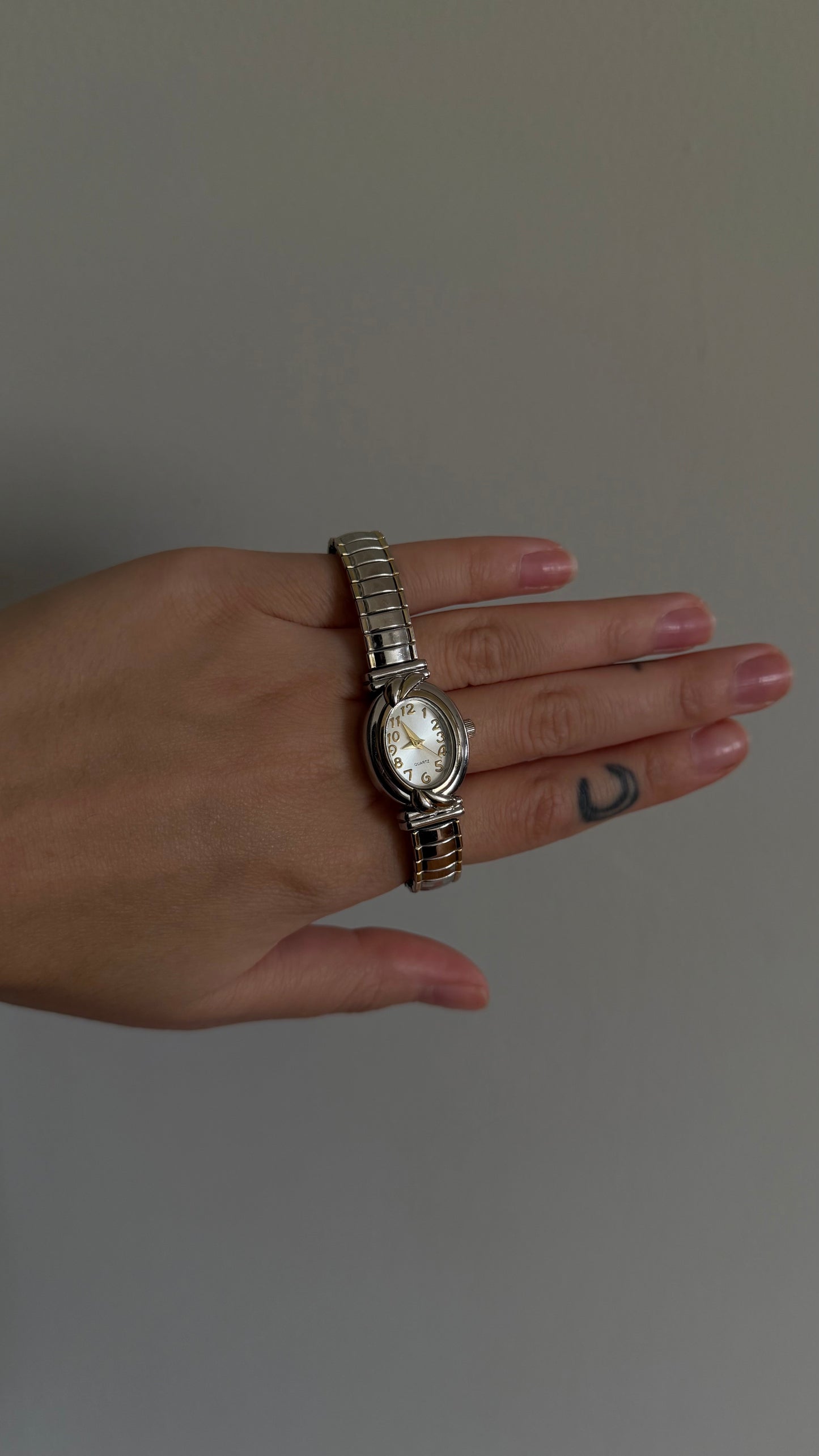 Vintage Sculpted Two-Tone Stretch Watch