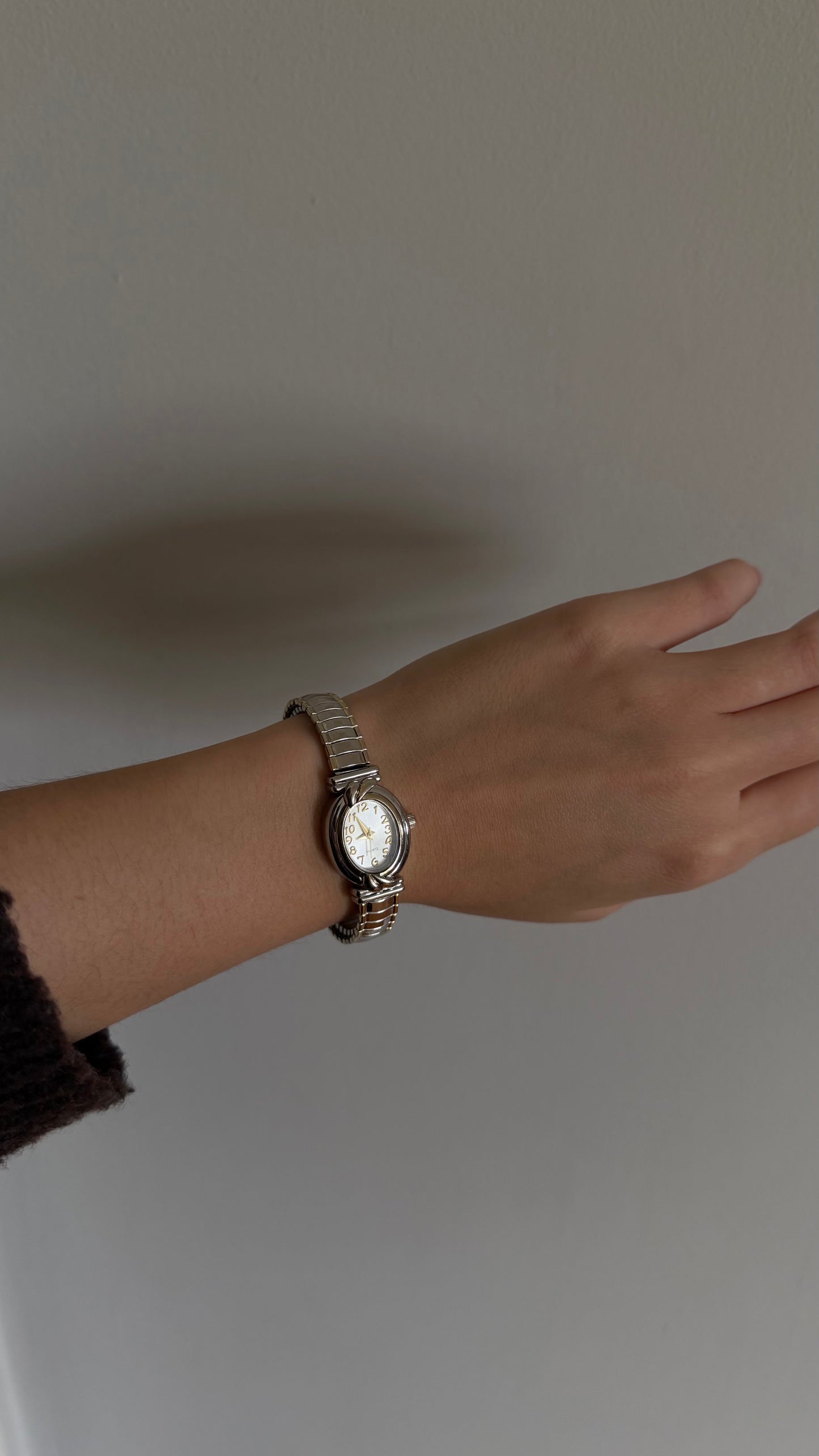 Vintage Sculpted Two-Tone Stretch Watch
