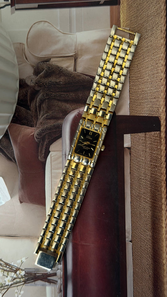 Vintage Solina Two-Tone Black Dial Watch