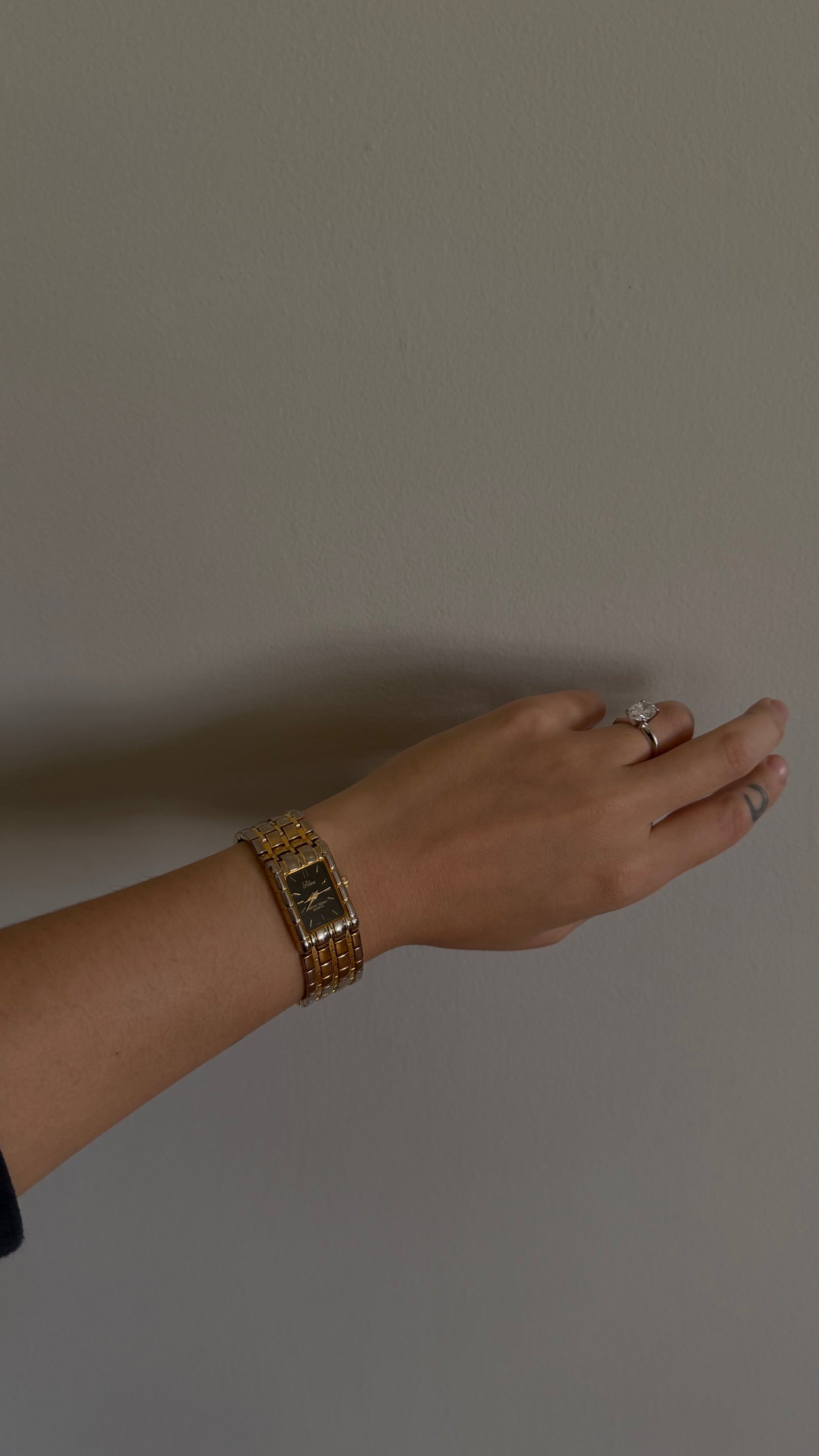 Vintage Solina Two-Tone Black Dial Watch