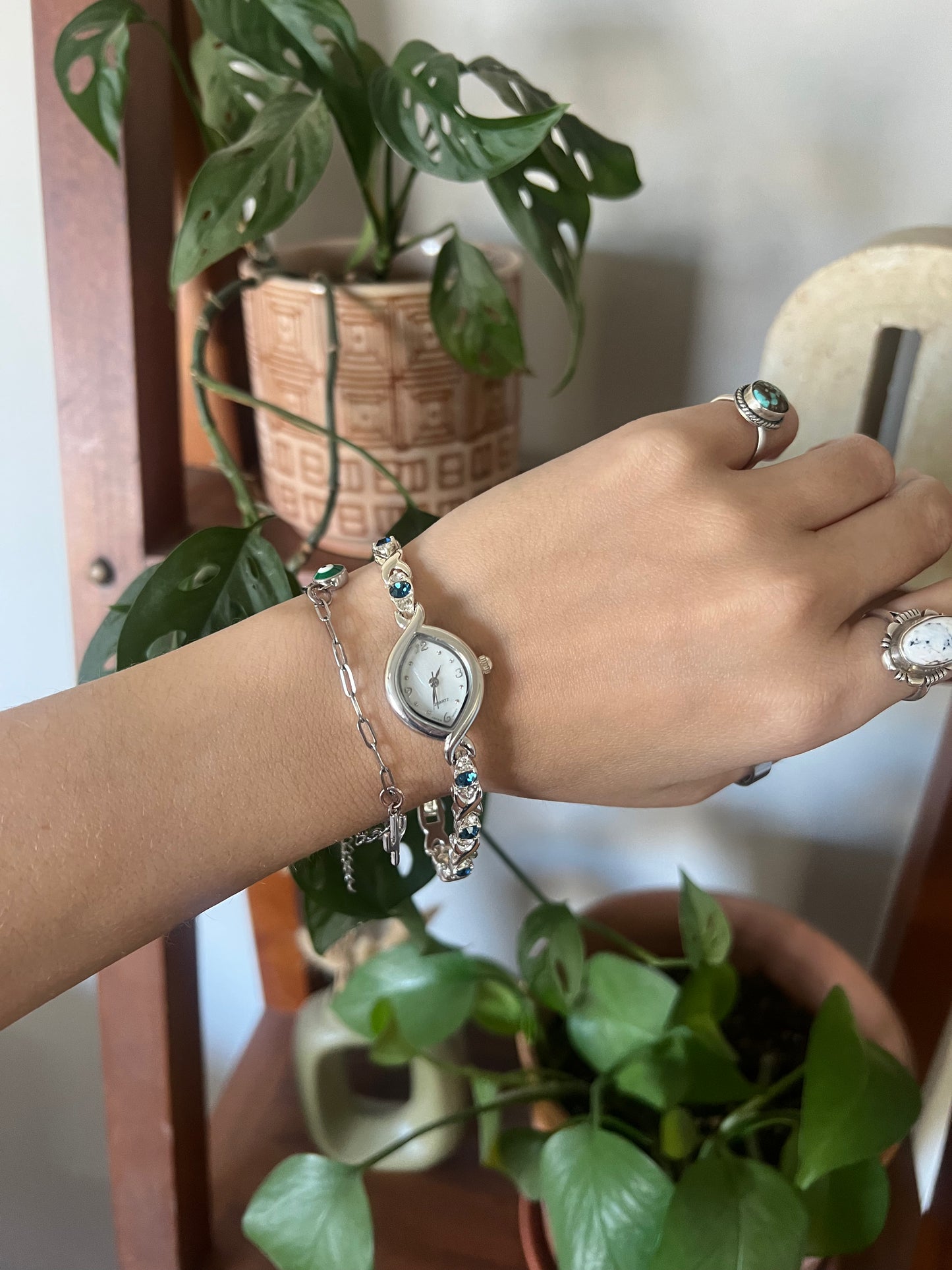 018 Blue Rhinestone Watch