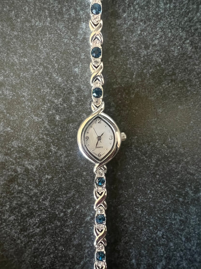 018 Blue Rhinestone Watch